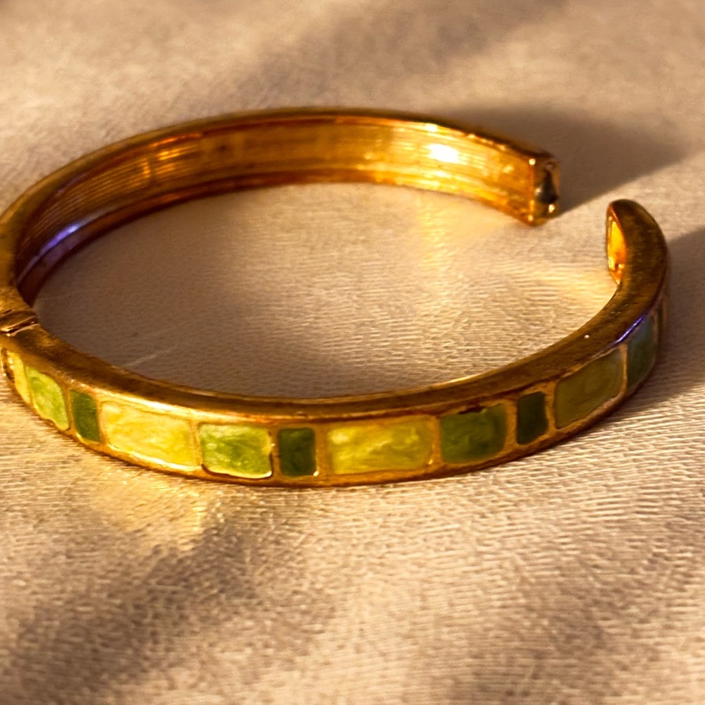 Gold and Green Mosaic Bracelet